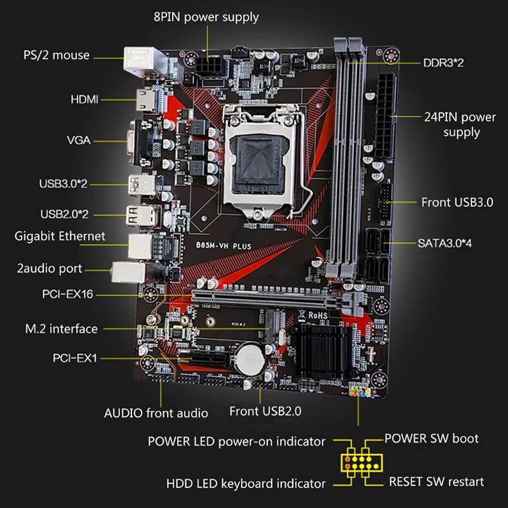 Upgrade B85M-VH komputer stacjonarny płyta główna M.2 LGA 1150 USB 16G DDR3 płyta główna