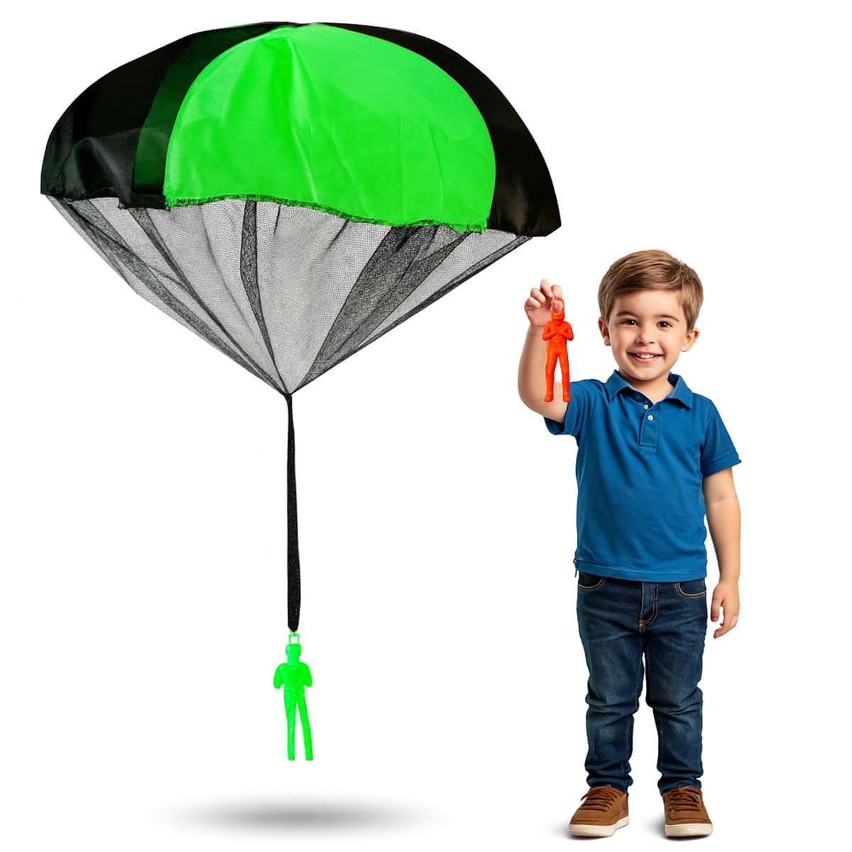 Toyana Parachute Toys for Kids, 4 PCs Hand Throw Flying Glider Parachute Toy with Mini Sky Diver, Family Interactive Outdoor Fun Activity Gift for Children 3+ Years - Random Colour