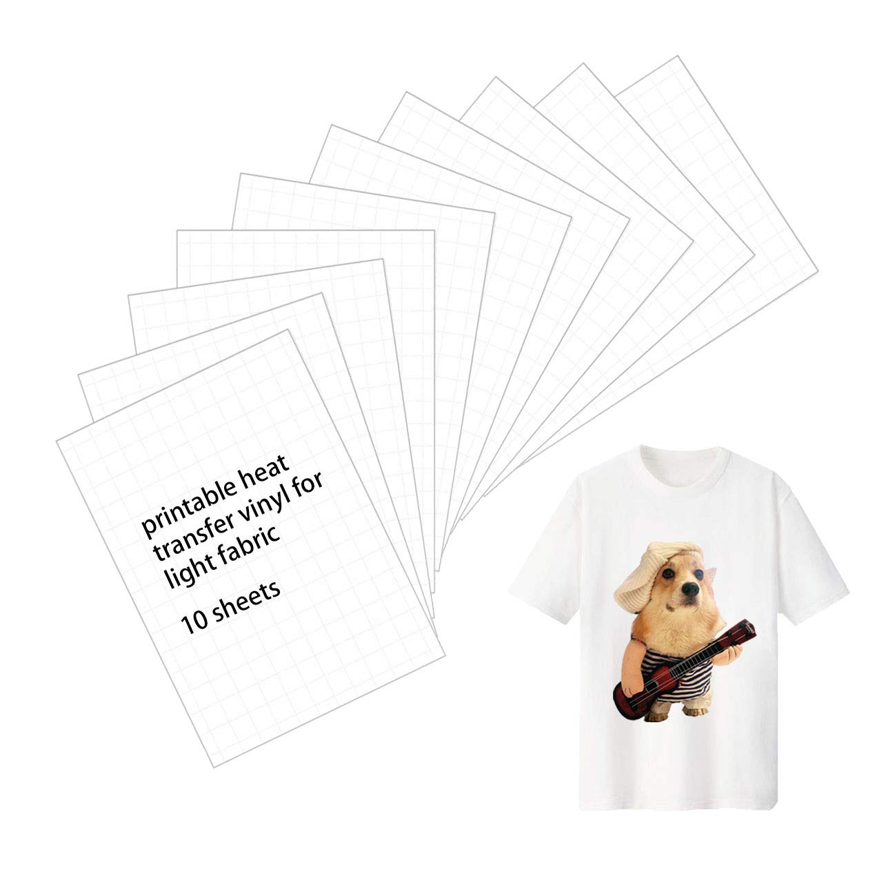 Amazon.com : Printable HTV Heat Transfer Vinyl Inkjet Printer Iron-On Light  T Shirt Transfers A4 Size, 10 Sheets : Office Products