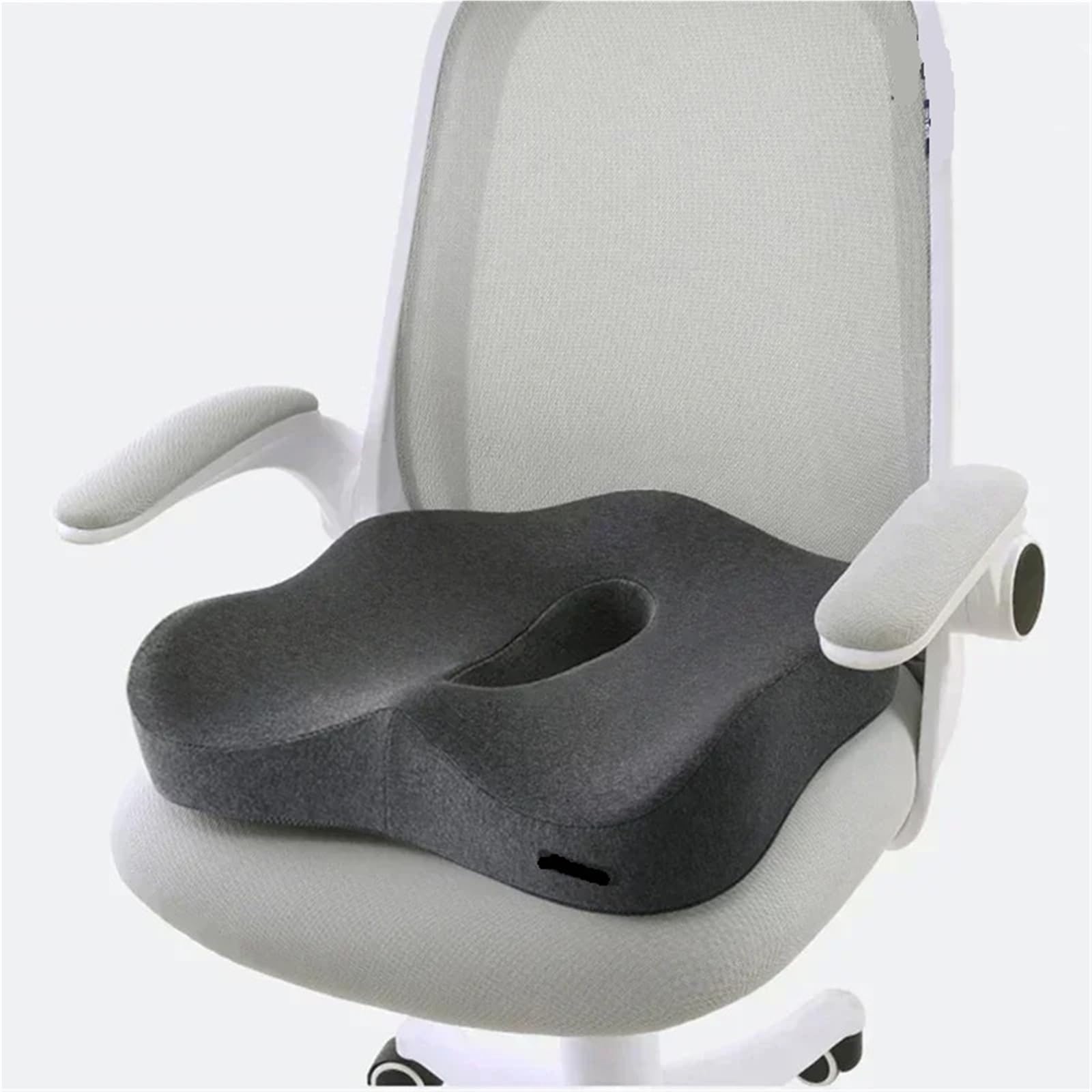 Cuscino ortopedico per sedia da ufficio in memory foam, cuscino di supporto per sedile auto, cuscino massaggiante, ortopedico, per alleviare il dolore al coccige (nero, base (vita del sedile)
