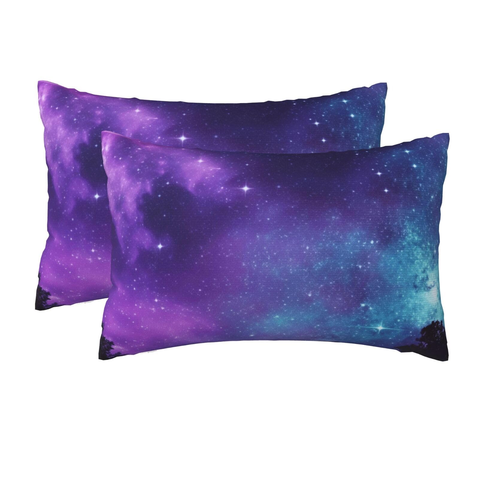 2 Pack Queen Pillow Cases with Hidden Zipper, Soft Breathable Pillow Covers for Hair and Skin, Purple Starry Sky Pillowcases 20"x30" Bed Pillow Protectors Cover for Sleeping Gifts