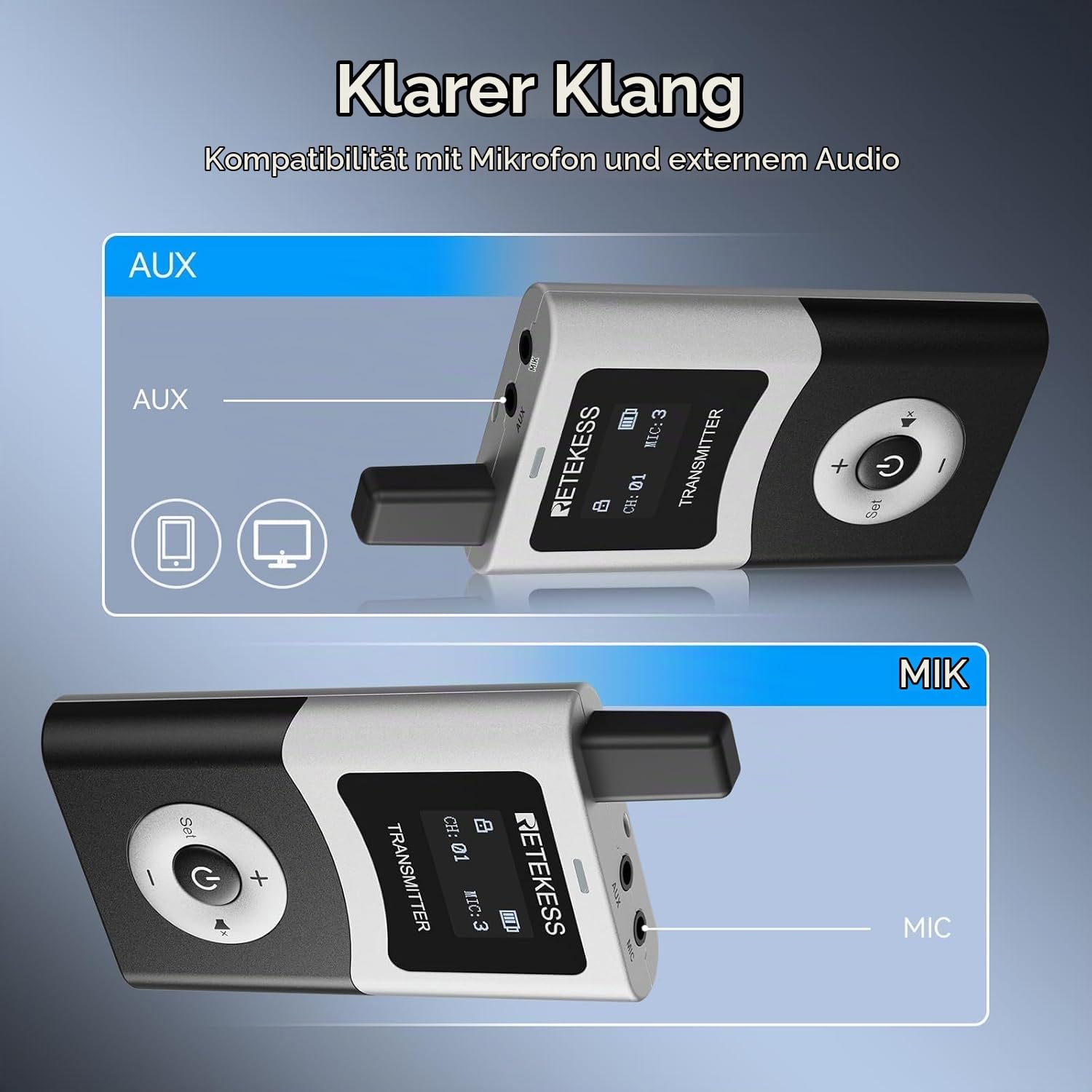 Retekess T130U (T130 4rd) Audio Tour Guide System, Kabelloses Reiseleiter-Set, 200m, U-Band-Modus mit klarer Klangqualität, EIN-Tasten-Bedienung, Tour Guide Headsets für Kirche, Schule und Reisen