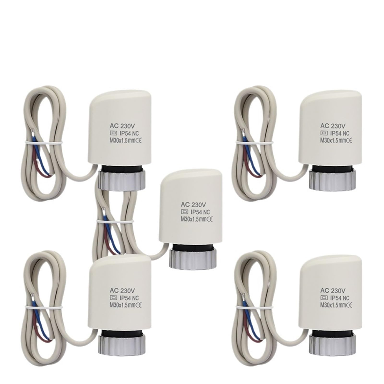 230V normalnie zamknięty normalnie otwarty M30x1,5 elektryczny siłownik termiczny do ogrzewania podłogowego TRV termostatyczny zawór grzejnikowy(5 Pcs 230V NC White)