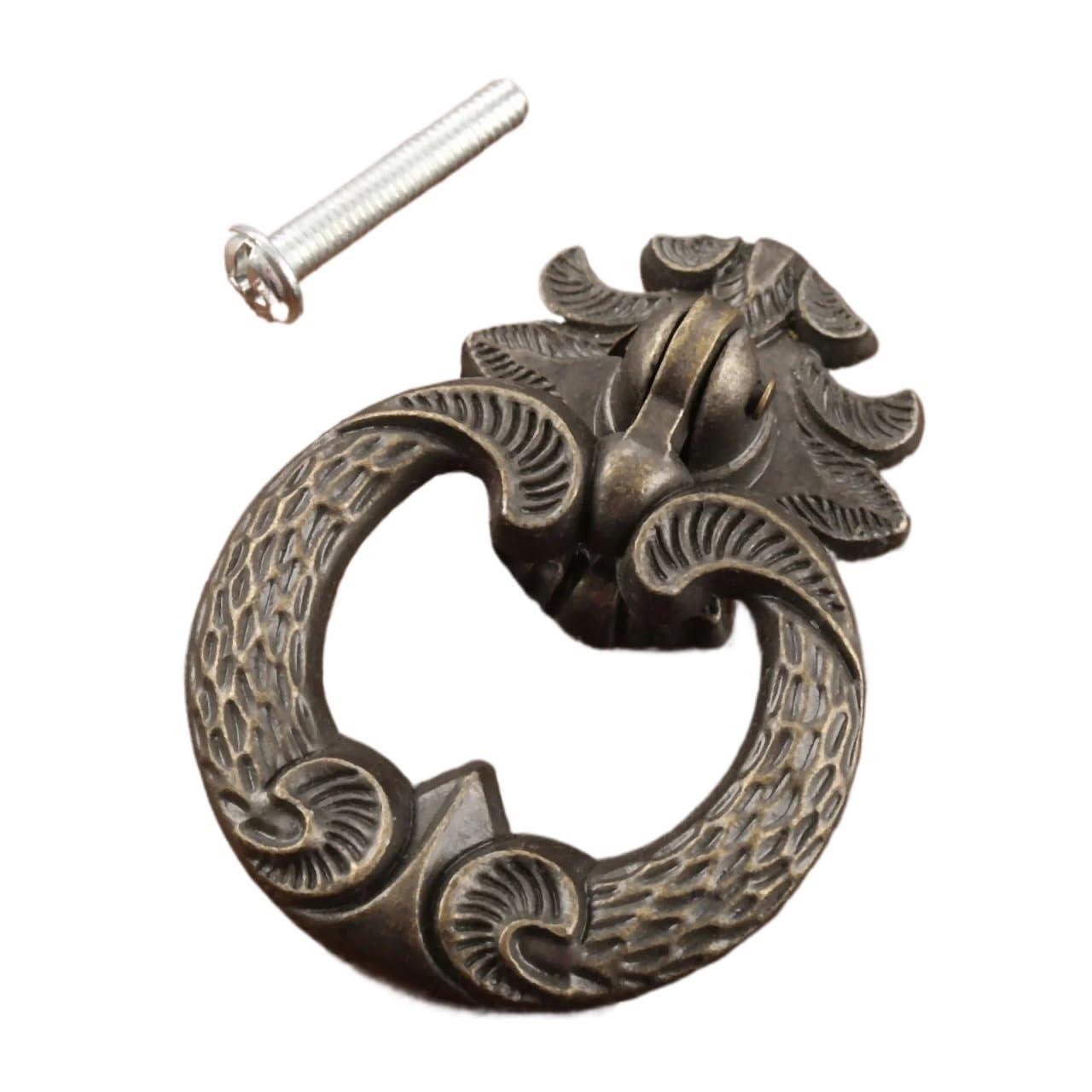 IAFANOZ 1set for Ring Knob Antique Bronze Handle Single Hole Pull w/Screw Kitchen Cabinet Drawer Wardrobe Cupboard Decor 44 * 61mm Retro Lace