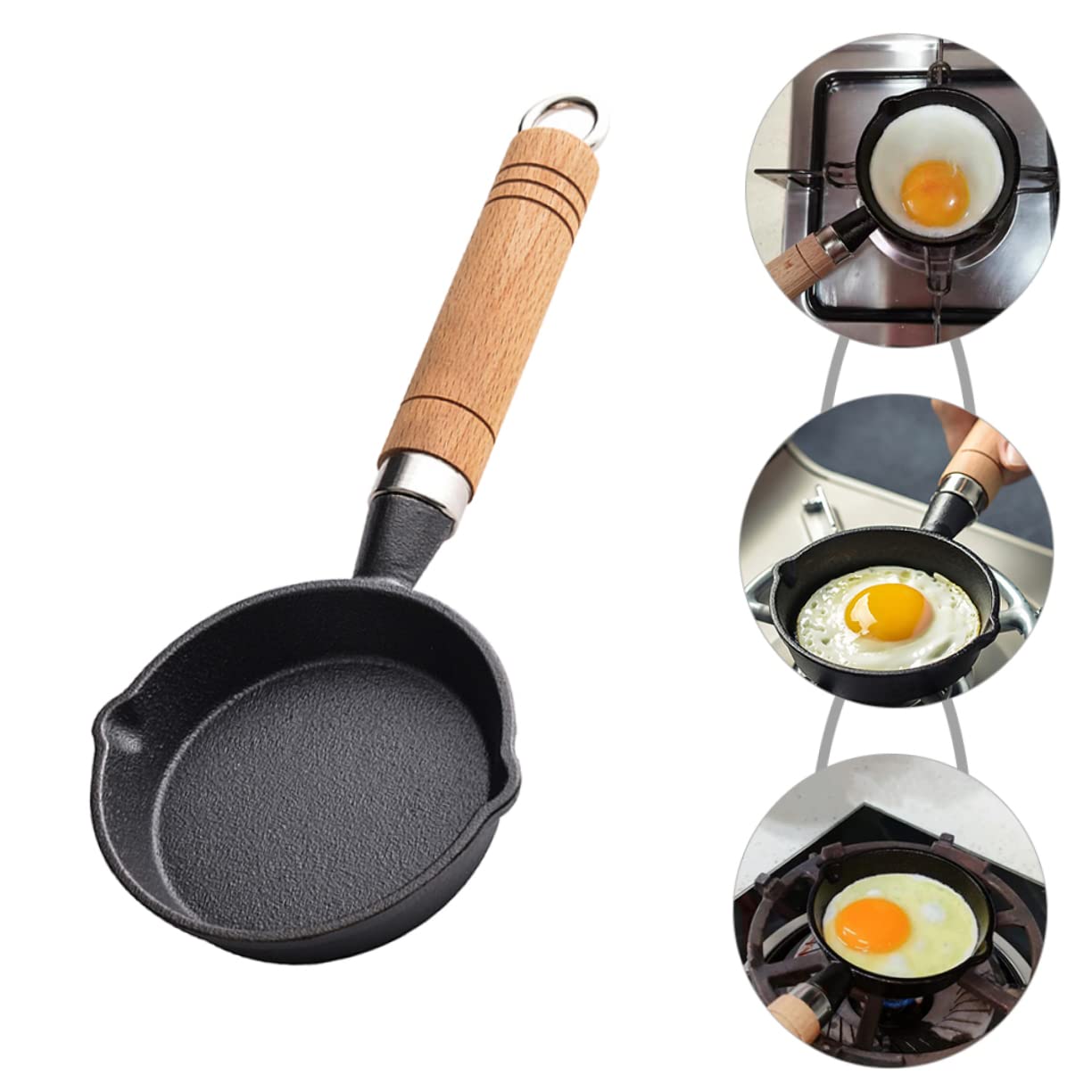 COLLBATH Kleiner Omelettpfanne aus Eisen Schwarze Kleiner Bratpfanne 13cm Gleichmäßige Wärmeverteilung Griffschonend für Zuhause und Restaurant
