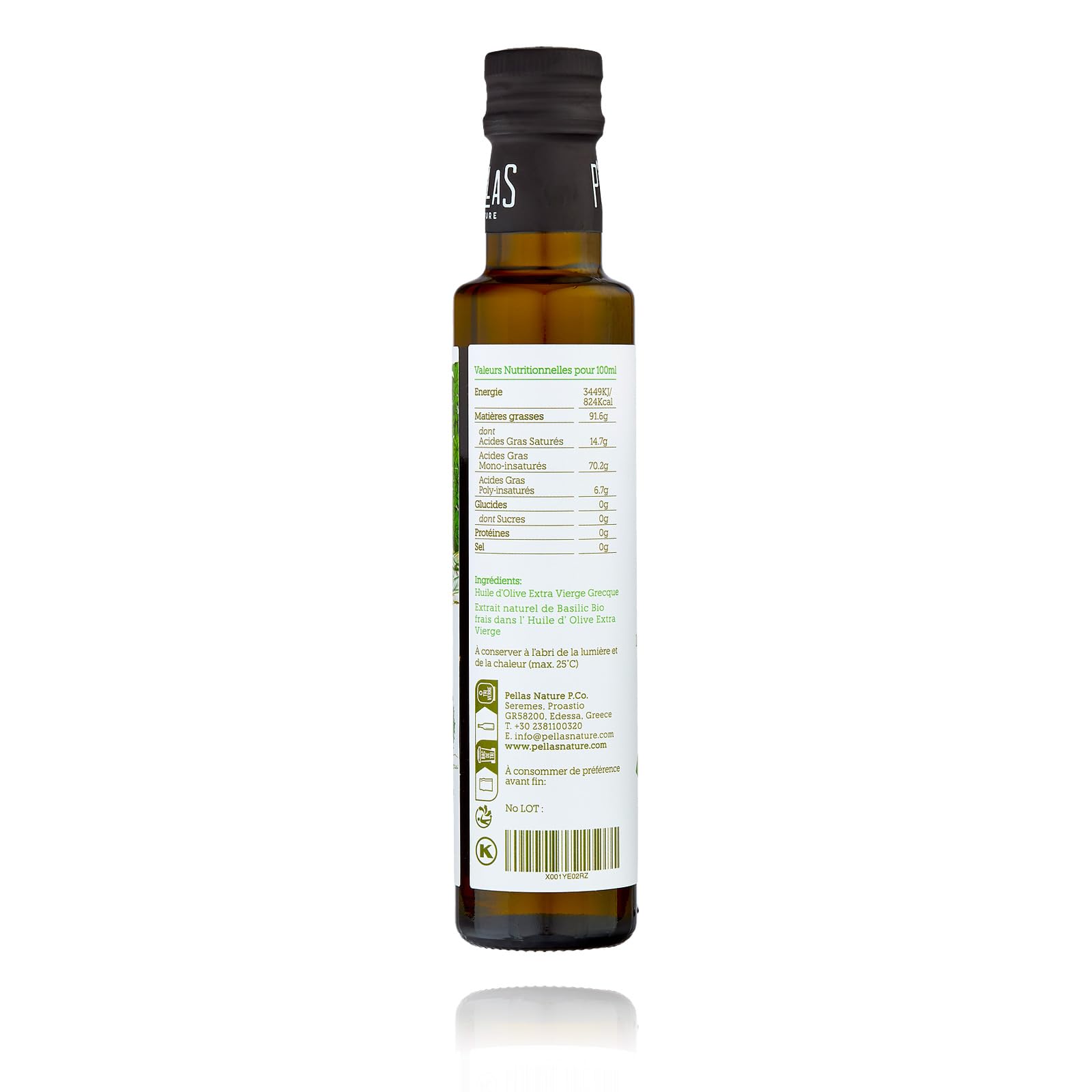 Pellas Nature Huile d'Olive Extra Vierge au Basilic - Huile d'Olive Pressée à Froid, Produit Primé de Grèce, OK-Kosher, Sans Additifs, Bouteille de 250ml - 2