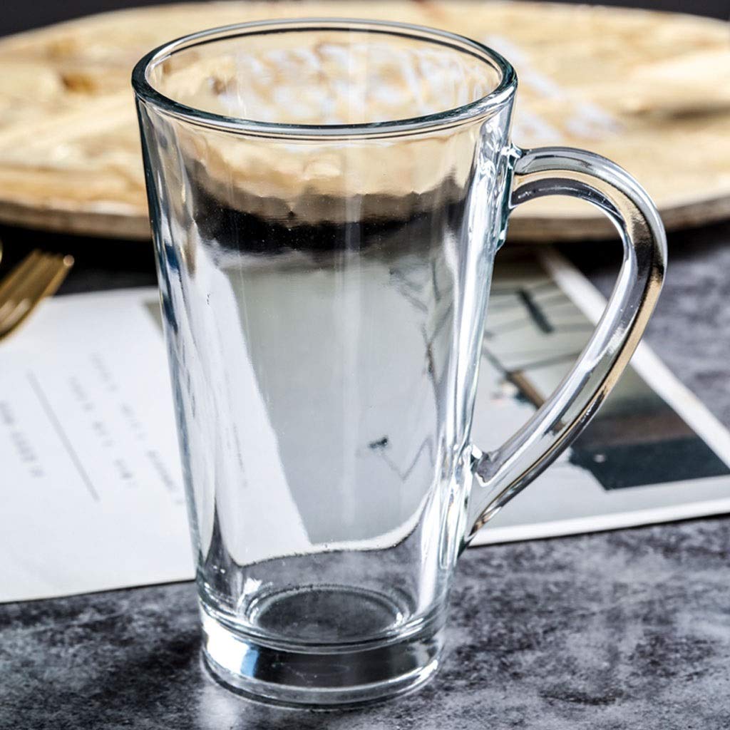 TOMYEUS Verres Tasse en Verre avec poignée Pratique, Verres for Boissons, Tasses for Cappuccino, Latte, Espresso (2pcs) Verres à vin