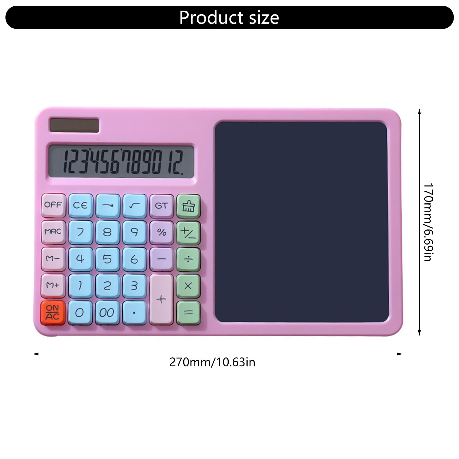 Calcolatrice Solare a 12 cifre Display LCD Grandi Dimensioni Calcolatrice con funzioni Standard con Lavagna LCD Doppio Alimentatore Solare Portatile per Studenti