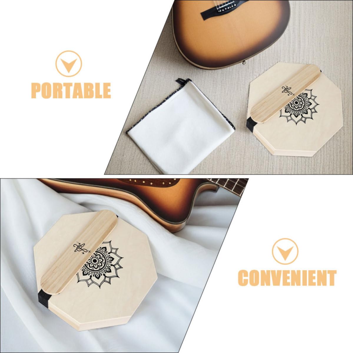 Cajon Portatile Ottagonale in Legno, Design Artistico per Adulti | Tre in Risonanza Potenziata, Beige, per Prove Indoor e Live, Adatto a Principianti