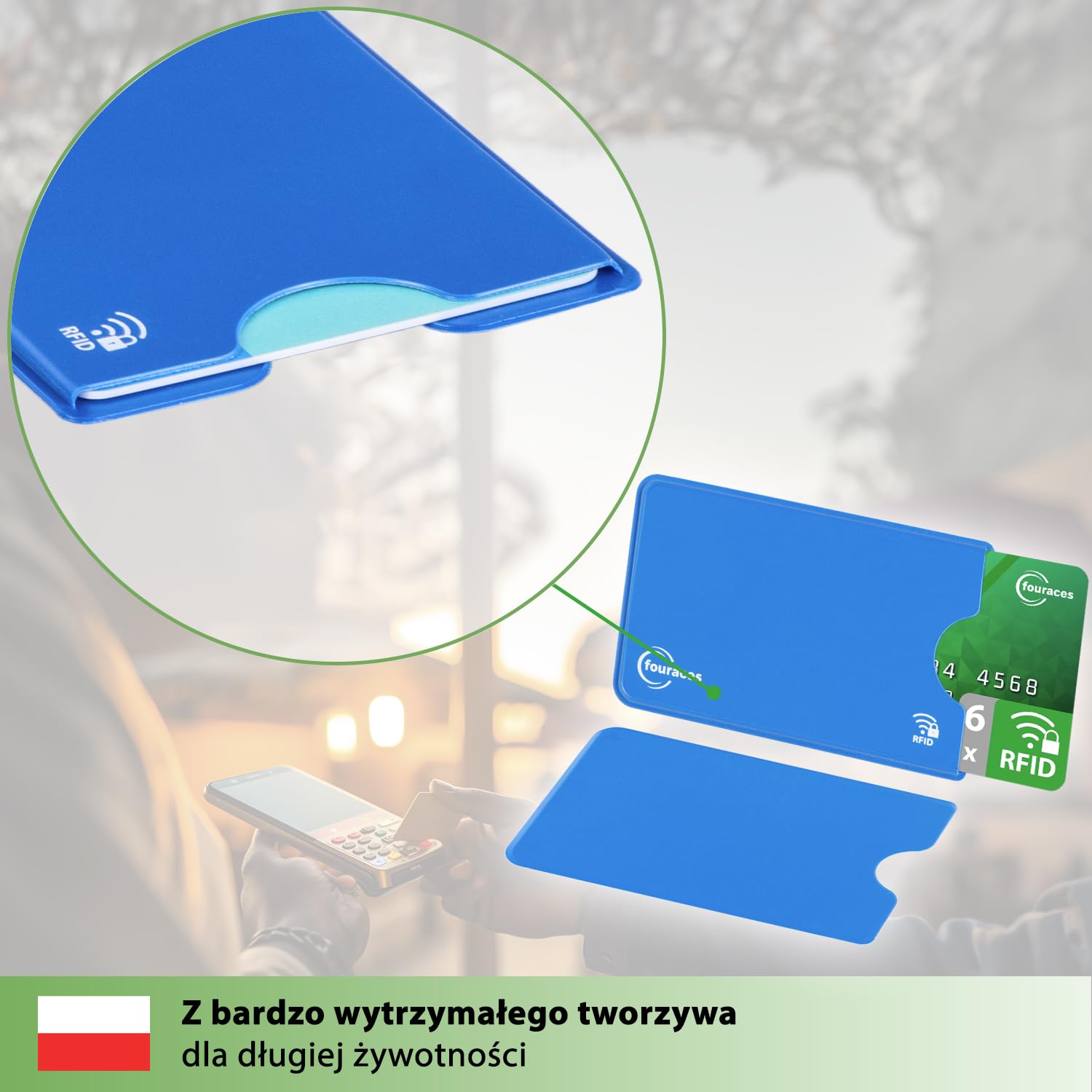 fouraces 6x etui ochronne z blokadą RFID – różne kolory – zabezpieczenie przed kradzieżą danych – etui NFC – etui na karty kredytowe i karty EC, etui na karty EC na karty bankowe
