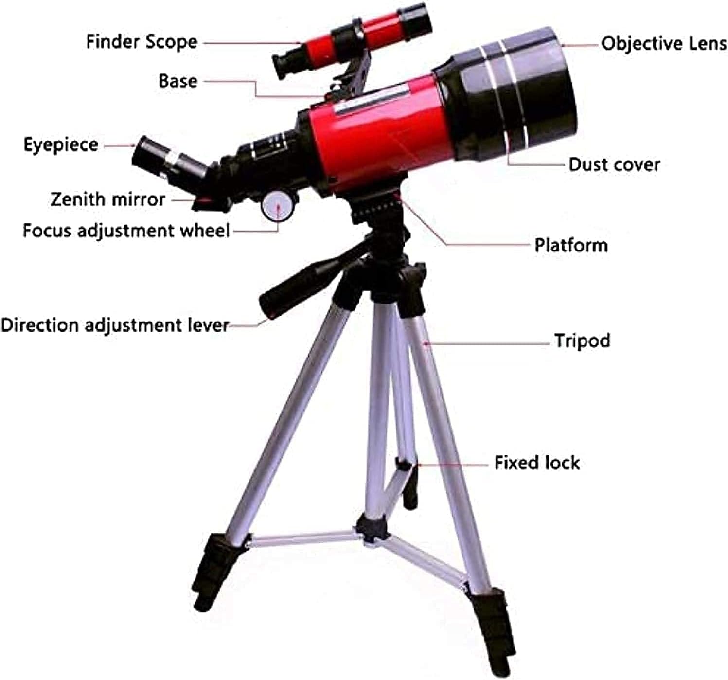 Astronomical Telescope 300mm Distance 70mm Aperture Reflector monocular Telescope 150X Objective with Tripod for Beginners Children Sky Stars
