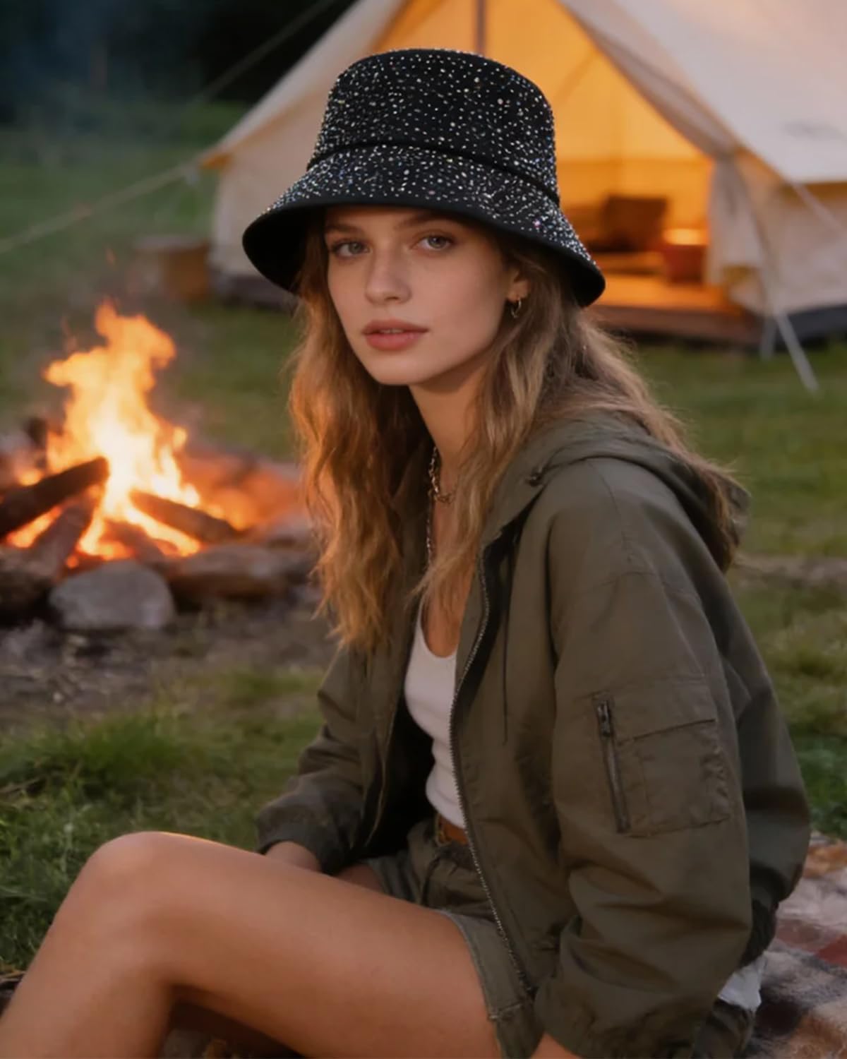 BOLLEY JOSS Women Bling Bucket Hat Sparkly Rhinestone Bucket Sun Hat Shiny Crystal Hat Cap Summer Travel Hats for Girls Women - Image 3