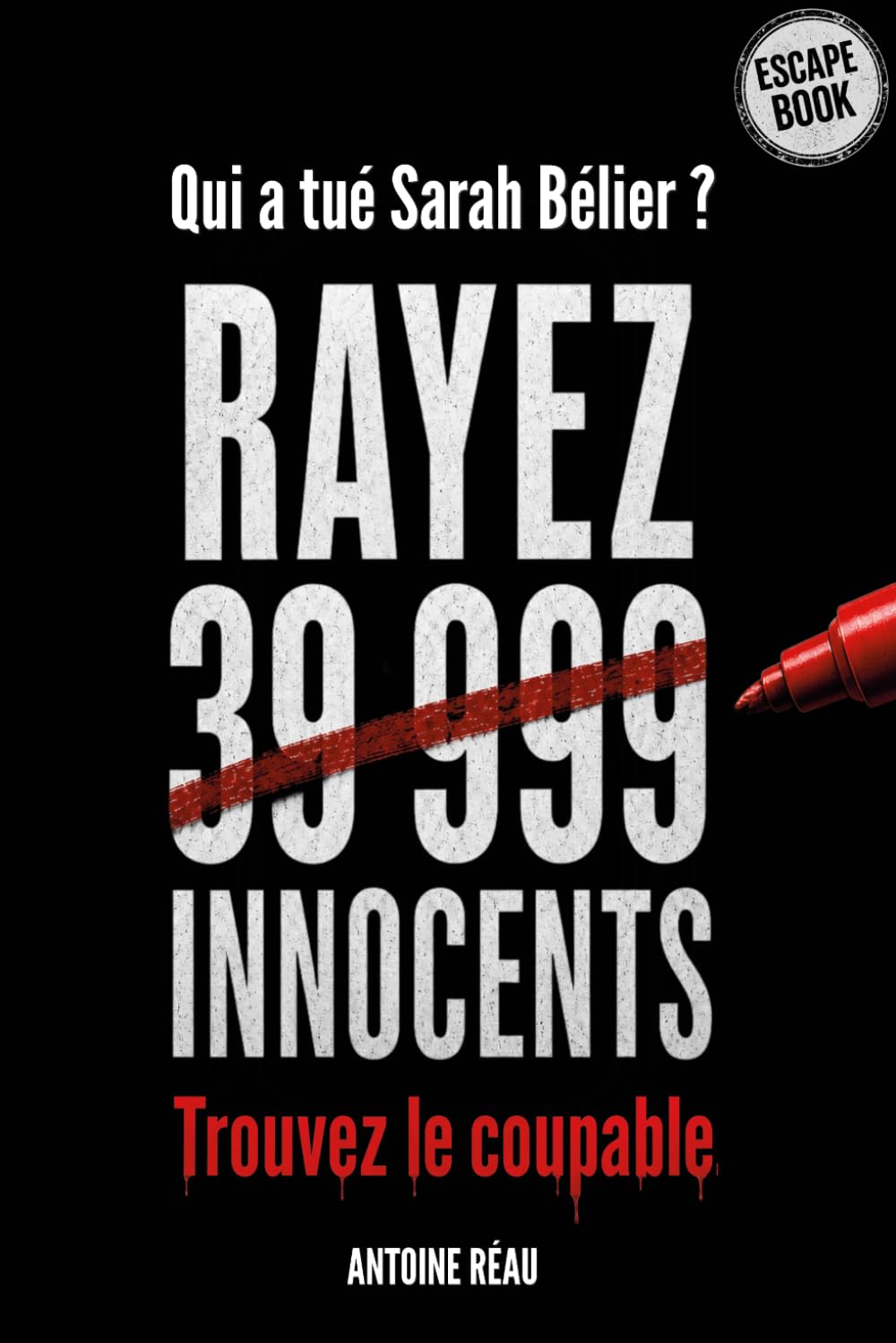 Qui a tué Sarah Bélier ?: Escape game pour adulte | Livre-enquête criminelle à résoudre au crayon | 18 indices, 1 coupable parmi 40 000 suspects