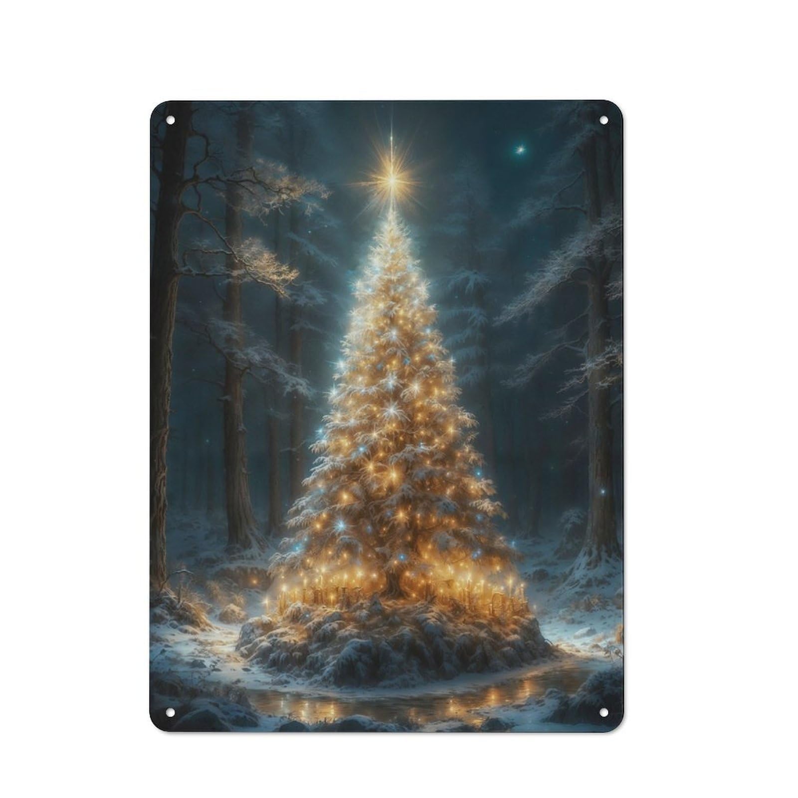 Junmoney Christmas Tree Tin Wall Plaque 40X30cm With For Hallway Wall, Suited To Wall Displays In Hallways And Entrance Areas