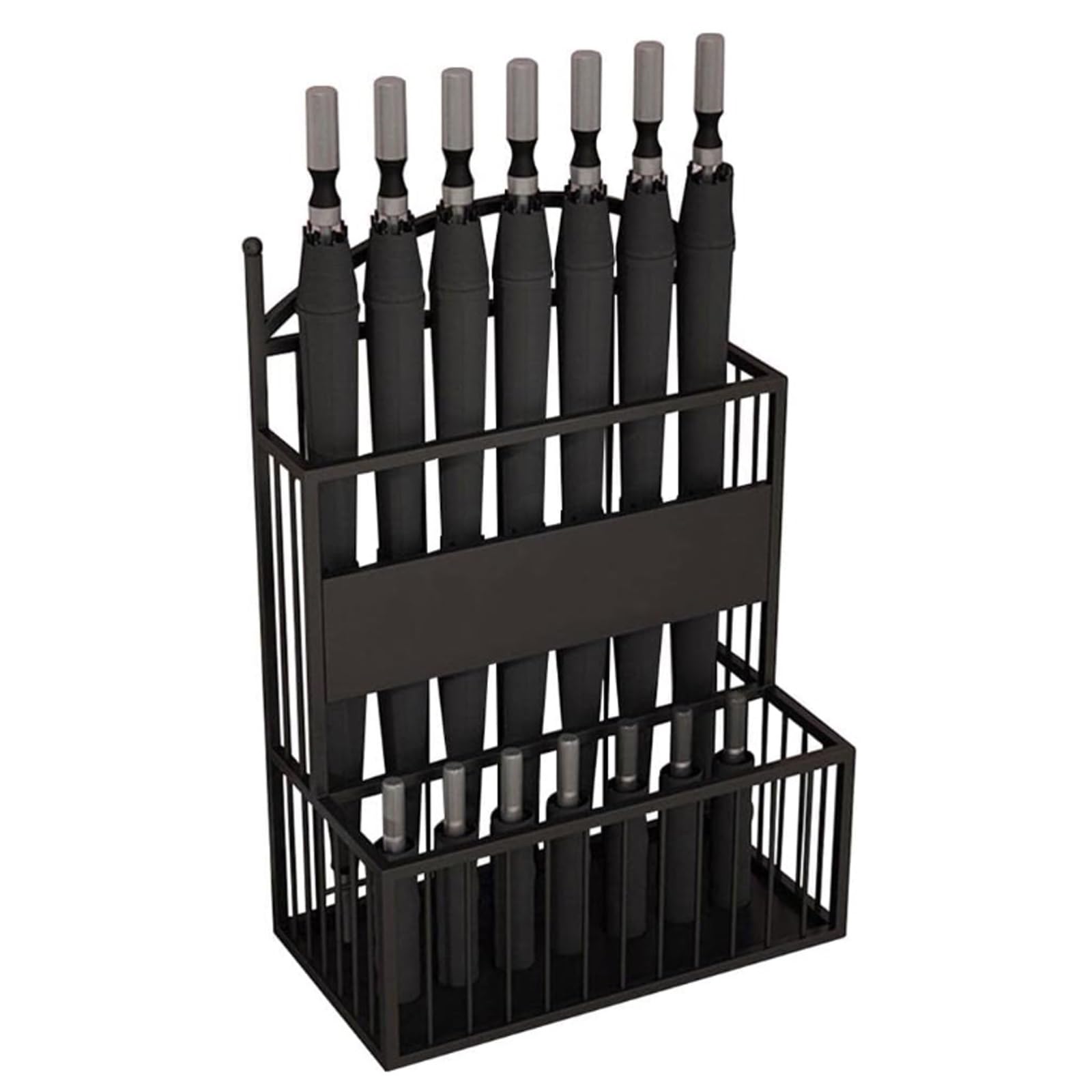 GYRAZXS 2-Tier Metal Umbrella Holder for Hotels - Large Capacity Stand, Holds 15-30 Umbrellas, Ideal for Entrances & Corridors, Stylish Drain Rack for Lobby Decor