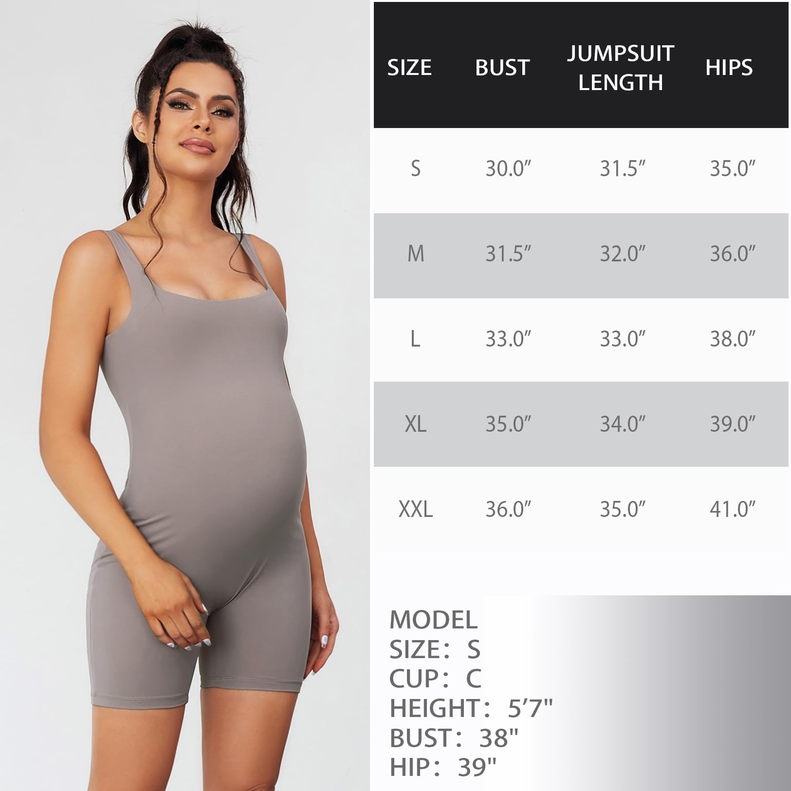 Mutterschaft Jumpsuit Square Neck Workout Mutterschaft Bodysuit Ärmellos Schwangere Strampler