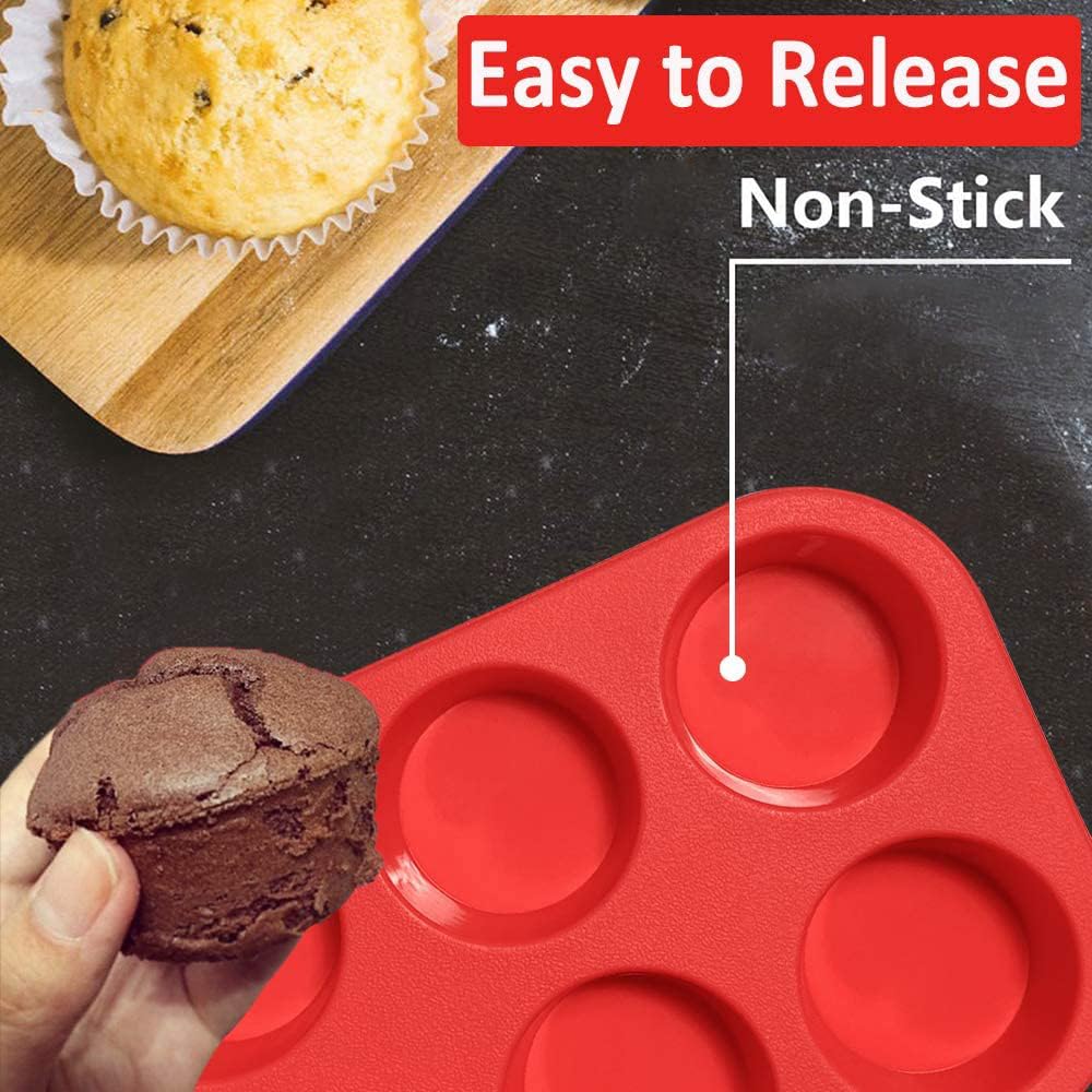 walfos Silikon-Muffinform – 6 Tassen, antihaftbeschichtete Silikon-Cupcake-Form, einfach herausdrücken. Lebensmittelechte und BPA-freie Backförmchen, perfekt für Eier-Muffins, Cupcakes,