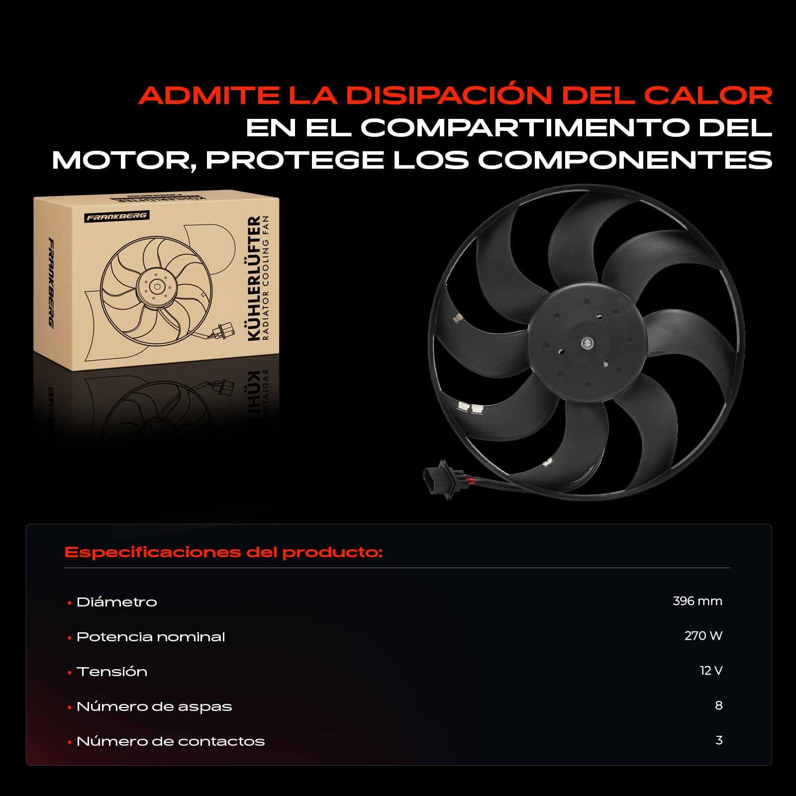 Frankberg Ventilador del radiador rueda del ventilador enfriador de agua