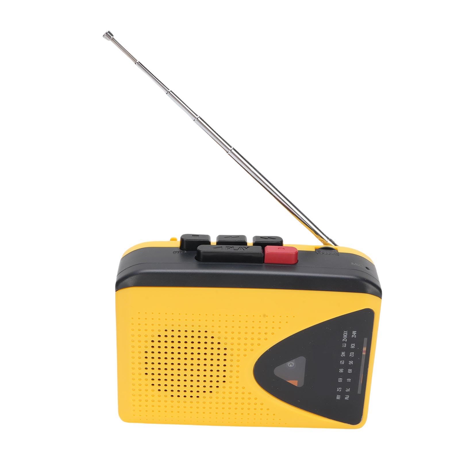 Odtwarzacz Kaset Retro z AM FM Radio, Funkcja Bluetooth i Nagrywania, Przenośny Odtwarzacz dla Domu, Podróży, Prezenty, Czarny żółty