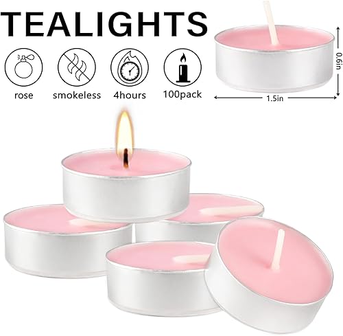 Vista 19 de Velas aromáticas de rosas en taza transparente, 8 horas de combustión limpia constante sin olor, ideal para vacaciones, bodas, spa, emergencia y 8