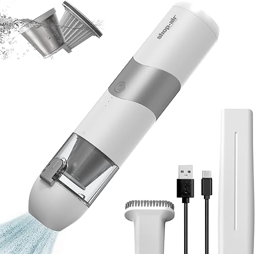 Aspiradora de mano inalámbrica, 5500Pa 65W potente succión, mini aspiradora con accesorios, batería recargable de iones de litio de 2500 mAh, para