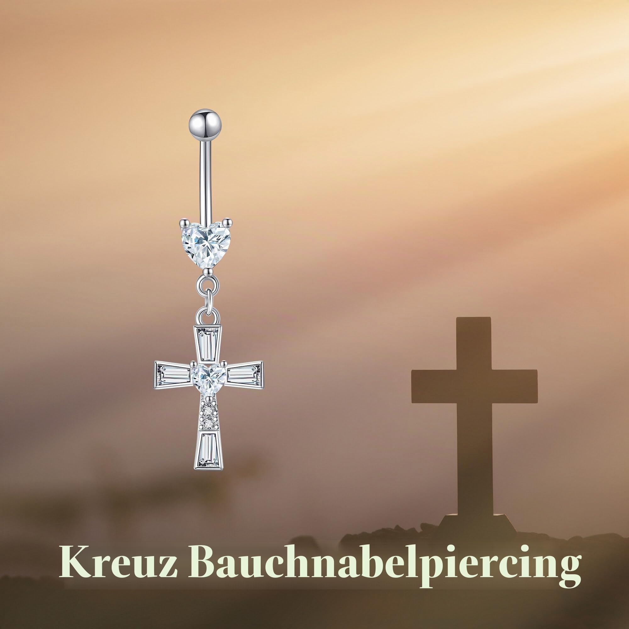 DAYLINLOVE Hängend Bauch Nabel Ring 925 Sterling Silber Bar Schmetterling/Kreuz/Jade/Schwangerschaft Bauch Nabel Piercing Körper Nabel Ring Schmuck Geschenke für Damen Mädchen Mütter