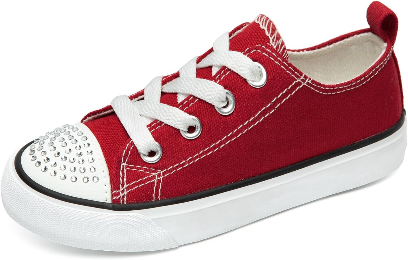 ToandonToddler Kids Sneakers Sparkle Fashion Glitter Sequins Canvas Shoes 2 Big Kid Diamond Red