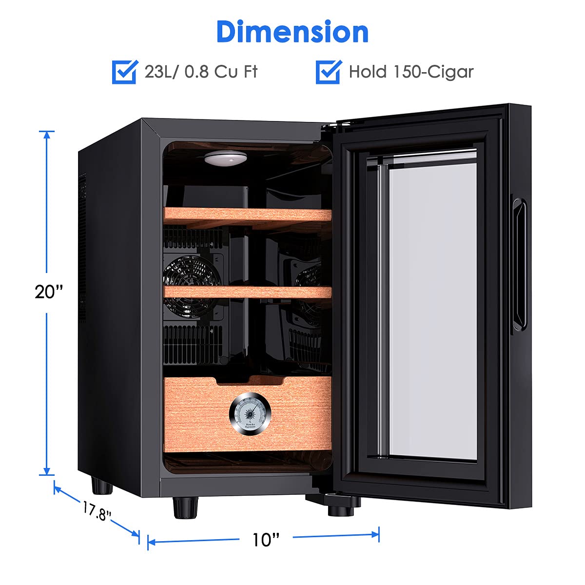 Warm Electronic Cooler Humidor,150 capacity, with Spanish Cedar