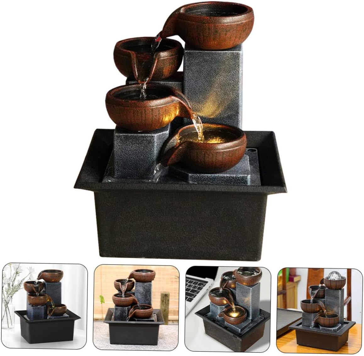 Generic Tabletop Water Fountain Indoor Desk Decoration Small Flowing Waterfall Ornament for Office and Home Lightweight and Easy to Use Auspicious Running Water Symbol for Peaceful