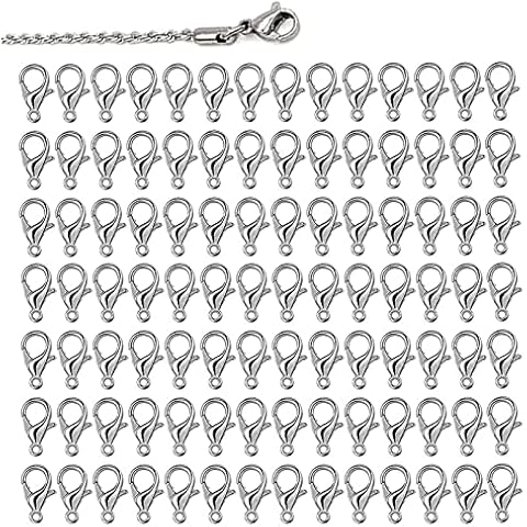Plated Small Lobster Clasps Lobster Clasps Snap Hook Necklace Clasps Metal Lobster Claw Clasps Silver Tone Lobster Clasps for Jewelry Necklaces Bracelet Pendants Anklet DIY Earrings 100 Pieces Cover