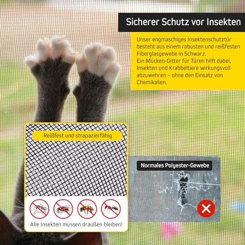 Jalousiescout ProtectLine Fliegengittertür zum Schutz vor Mücken, strapazierfähiges Fiberglas mit Aluminiumrahmen, einfache Installation, anpassbar an die Tür, 100 x 210 cm, Anthrazit