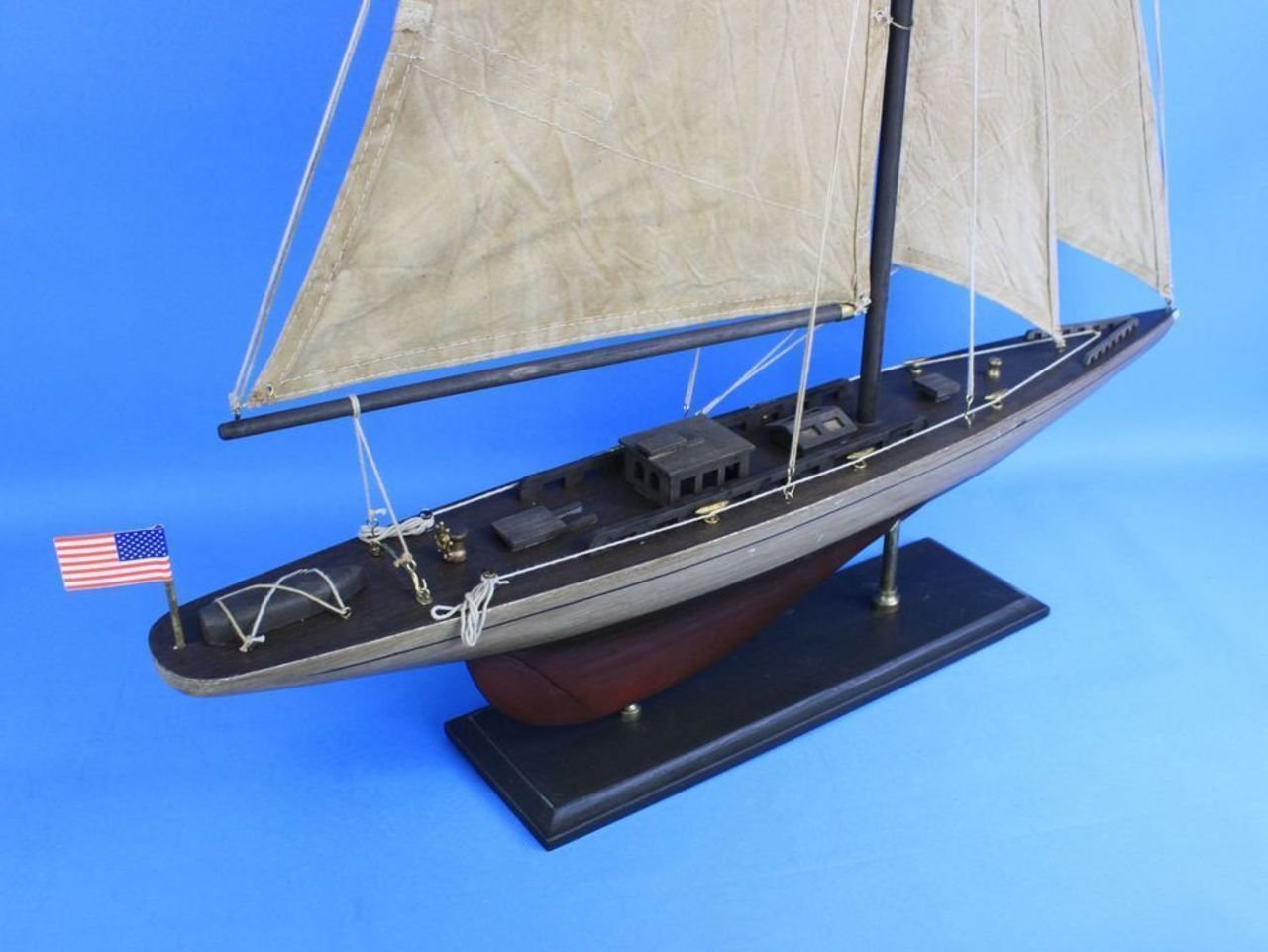 Hampton Nautical Rustic Wooden Ranger Model Sailing Yacht, 35