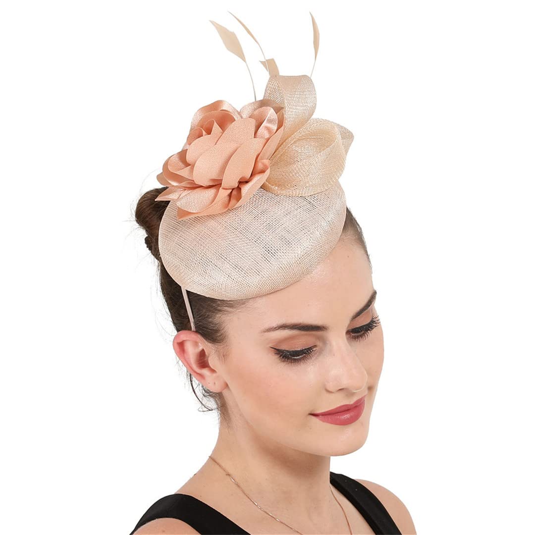 Lmtossey Copricapo da donna a 4 strati con fiocco floreale, accessorio per capelli per festa di nozze floreale
