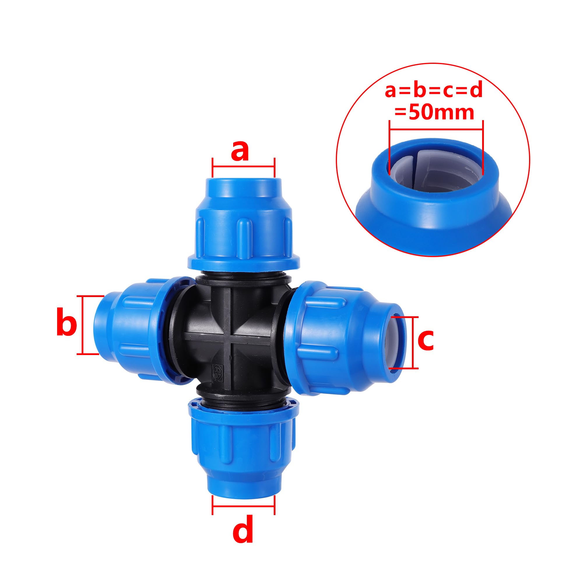 Accesorios para tuberías de riego, Conector de Bola Tubo PE 50mm, Codo articulación rápida, desviador 3/4 vías, Conv riego jardín