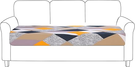 NIBESSER Copriseduta Divano Elasticizzato Fodera per Cuscino del Divano Universale Antimacchia Lavabile 1/2/3 Posti Copricuscino per Divano Morbido con Elastico(Geometria Arancione，3 Posti)
