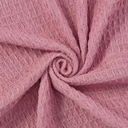 Image of Handloom Cotton Throw for Sofa & Bed | Soft Lightweight Boho Blanket | Decorative All-Season 100% Cotton Sofa Throw - 50x60 inch (Pink)