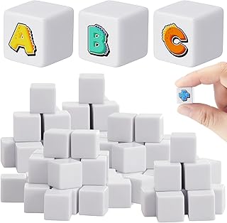 Wettarn 100 Pieces 16 mm Blank Dice White Dice Acrylic Cube Six Sided Dice for Board Games, DIY, Fun, Math Counting Teaching, Alphabet Numbers Puzzle Building Blocks, Party Favorsâ€¦