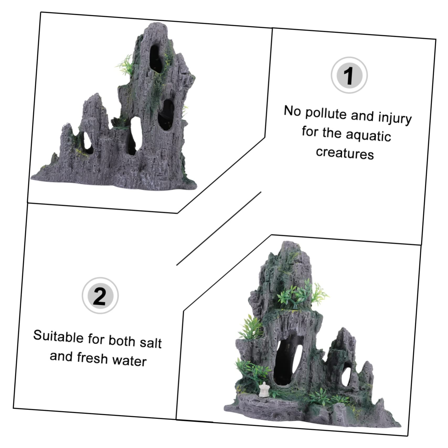DOITOOL Adorno De Acuario Imitación De Rocas Artificiales para Peceras Decoración De Paisaje para Agua Dulce y Salada Fácil De Limpiar y Seguro para Peces y Camarones