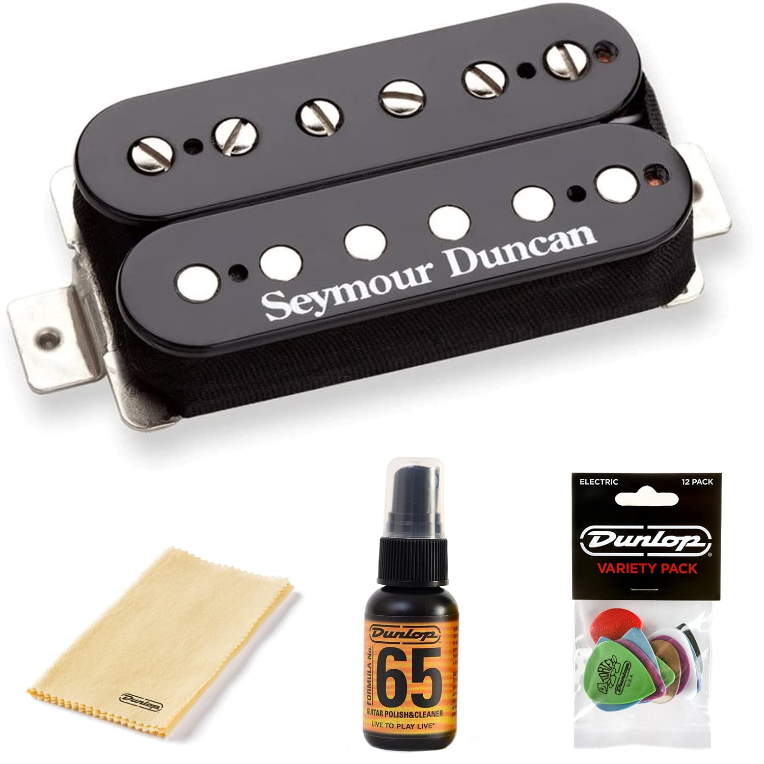 BriskdropSeymour Duncan SH-2n Jazz Model Humbucker Neck Pickup - Bundled with Dunlop Variety Pick Pack and Polishing Kit (Black)
