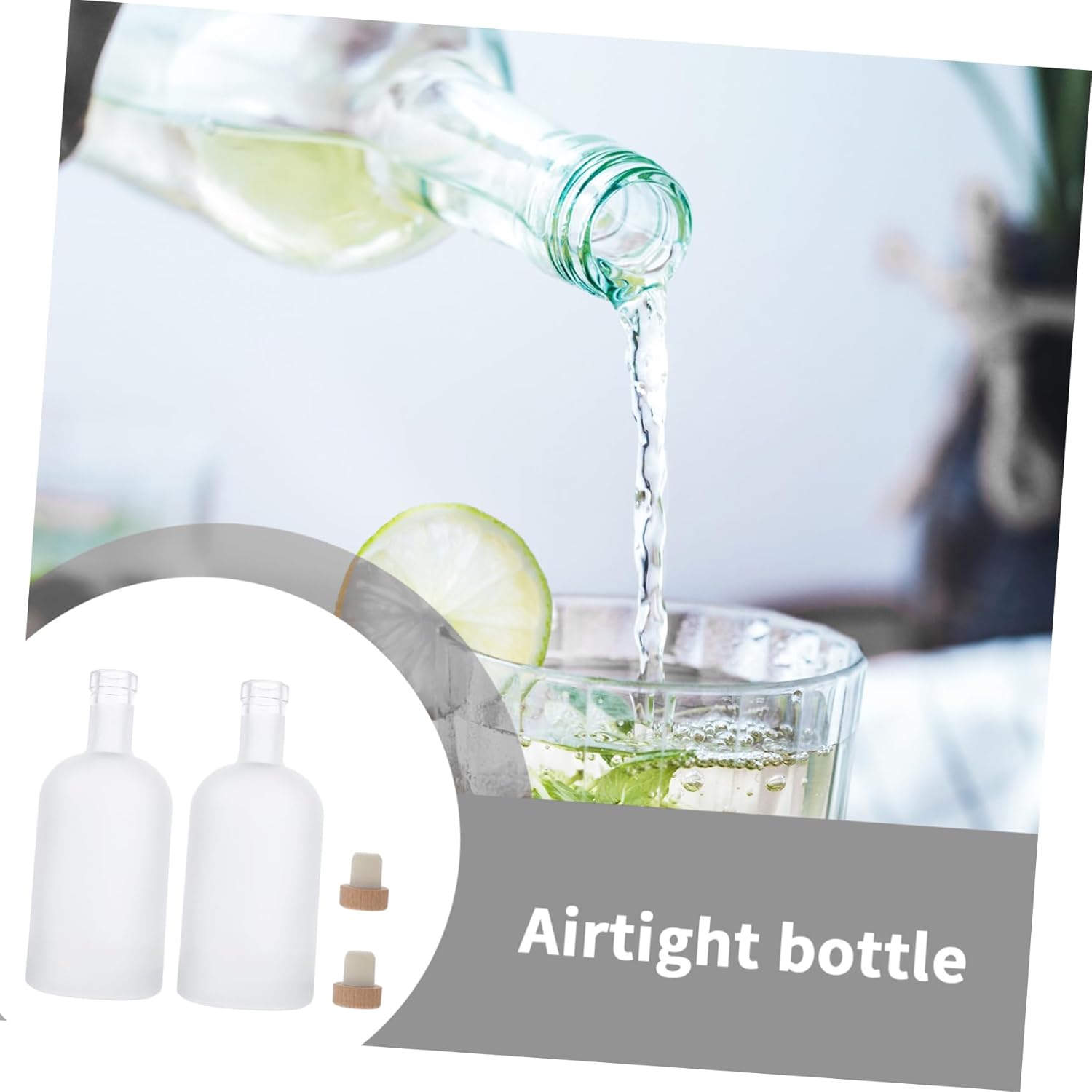 2Pcs Frosted Wine Bottles with Cork Stopper DIY Fruit Wine Brewing Bottles for Cocktails and Beverages for Home Brewing and Storage