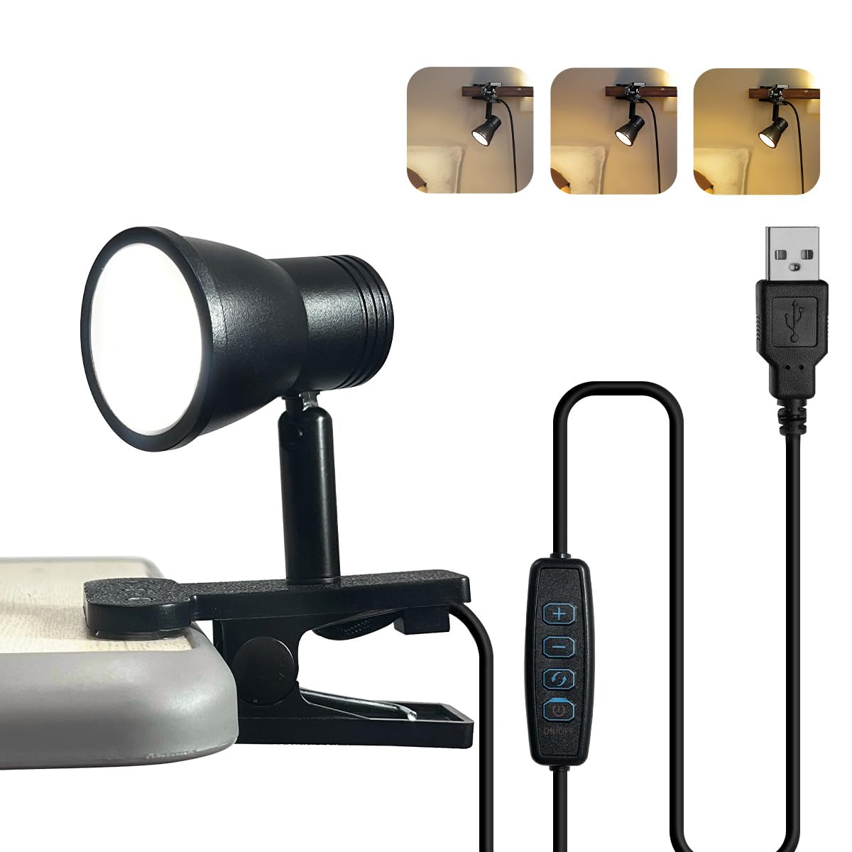CeSunlight Clip Lamp, Mini Portable 360° Rotation Clamp on Lamp for Bed/Bedside Headboard/Table/Bunk/Desk/Shelf