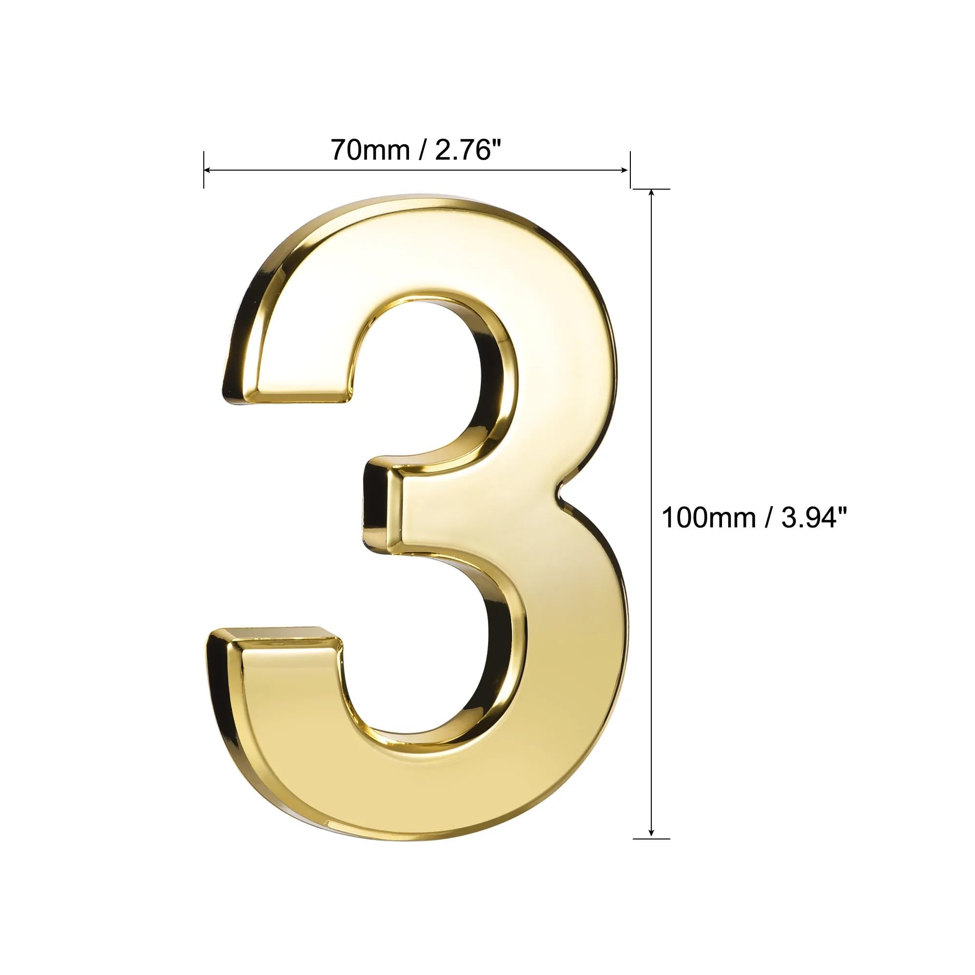 Tabliczki z numerami domów, Samoprzylepny numer domu 3,94 cala ABS plastikowa liczba 0/3 do, hotelu, skrzynki pocztowej, znaku adresu(Gold,0)