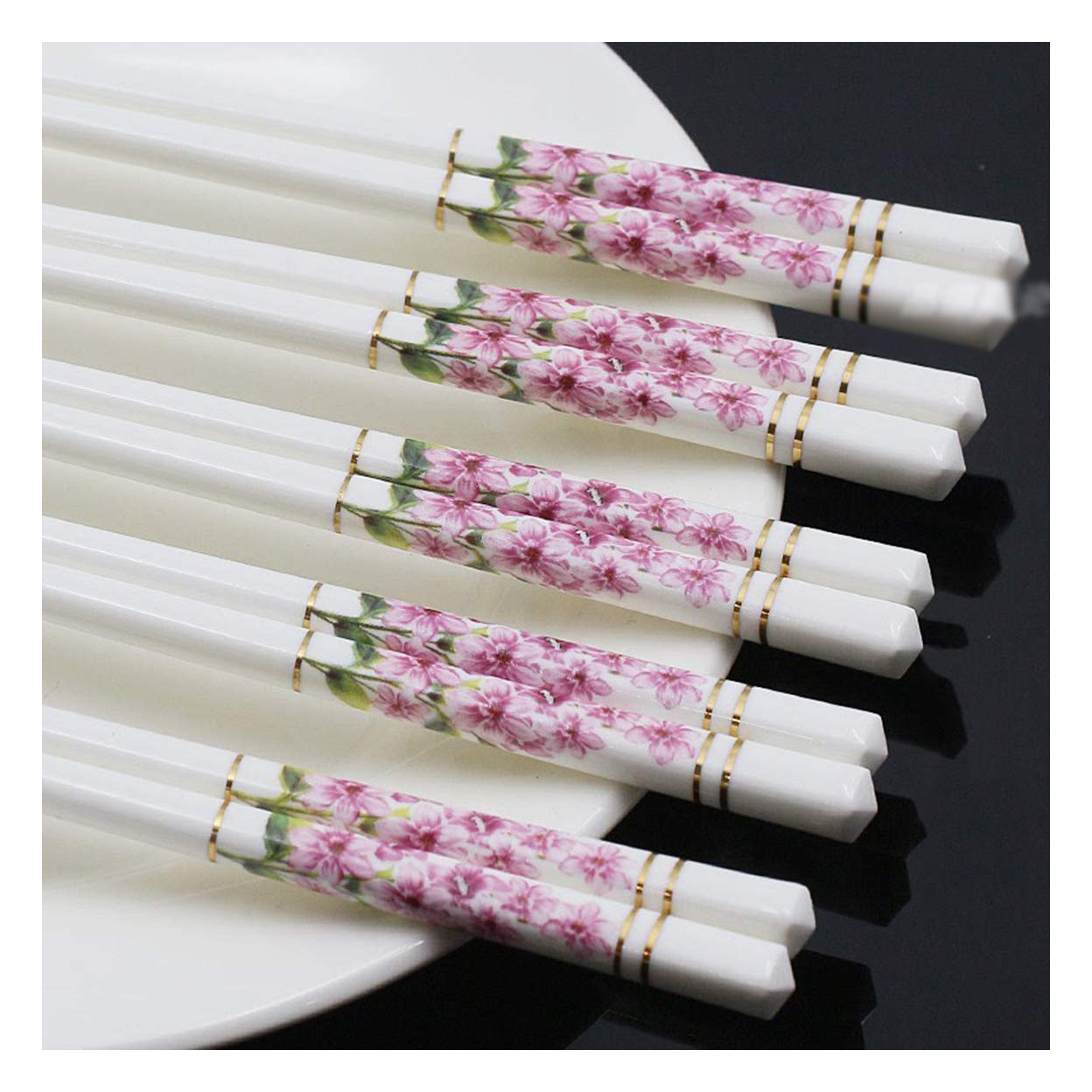 Baguettes en céramique réutilisables, japonaises, Chinoises, coréennes, Cadeaux Haut de Gamme, Baguettes, bâtons pour Cheveux, Coffret Cadeau de 10 Paires, lavables au la