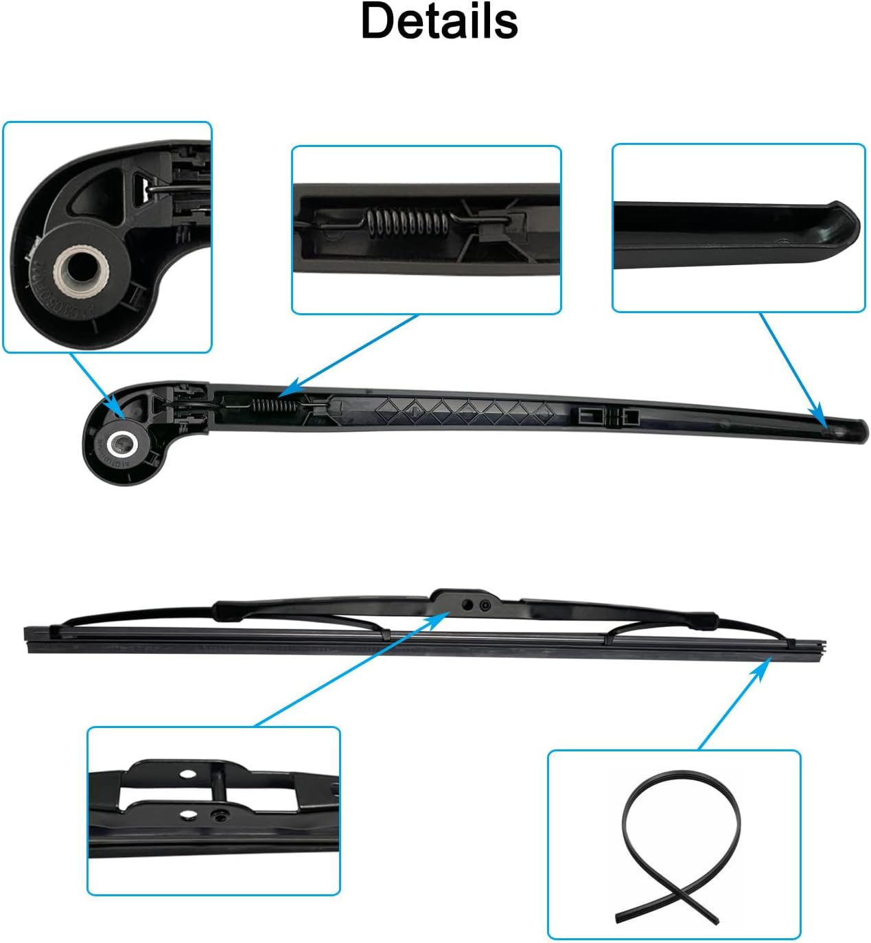 koxuyim Front Right Passenger Side Windshield Wiper Arm Compatible with 2007-2016 Audi Q7 Replaces# 4L1955408B 4l1955408B1P9 | with 1 Rear Wiper Arm & Blade
