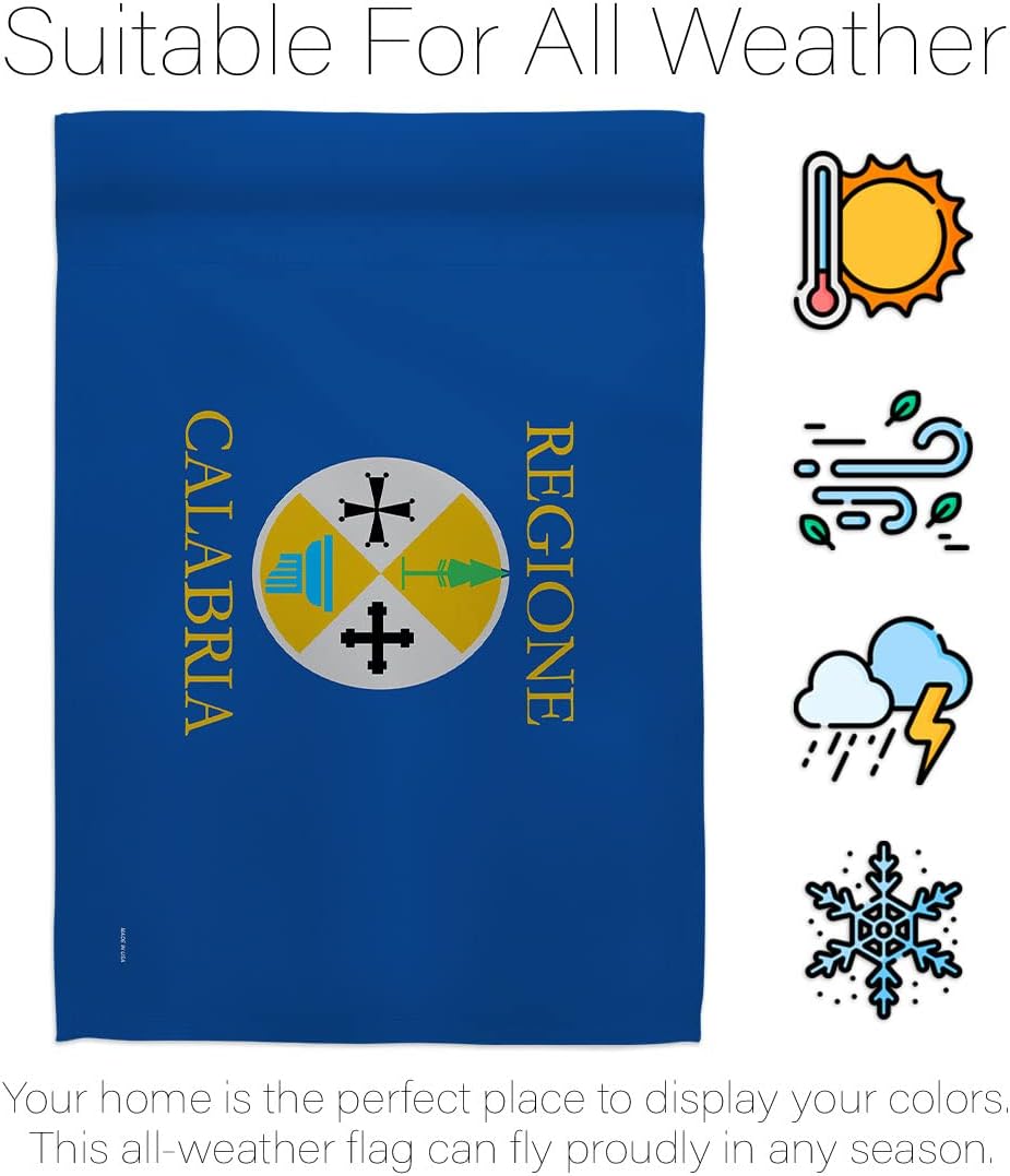 Calabria Garden Flag - Regional Italy Regions Italian Republic Southwestern Europe Territory Country Particular Area - House Decoration Banner Small Yard Gift Double-Sided Made in USA 13 X 18.5