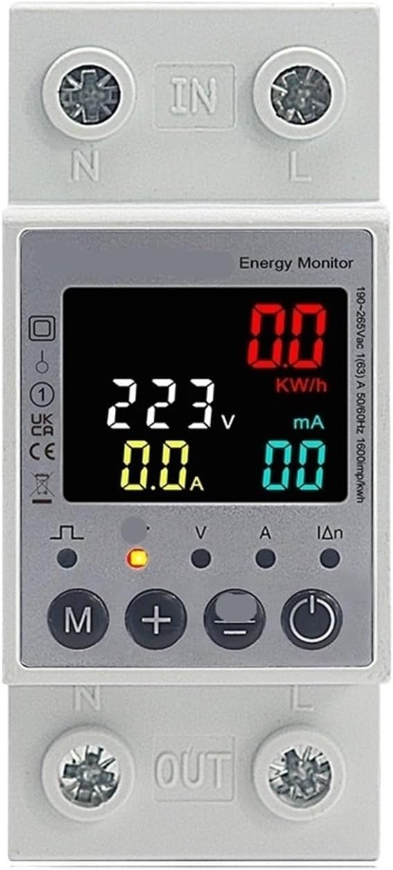 DIN rail single-phase 63A power meter consumption color screen monitor 220V