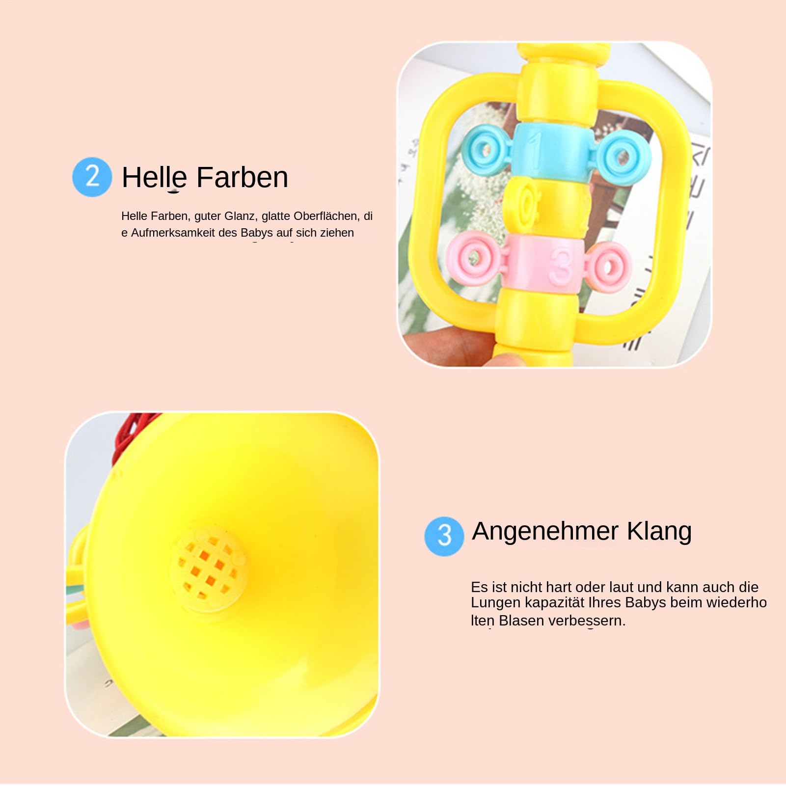 Trumpet Horn for Kids, Cartoon Air Horn Instrument, ABS Puzzle Enlightenment Trumpet Music Toys for School, Dancing, Home, Karaoke, and Party Performance, 2.76x5.51 Inches