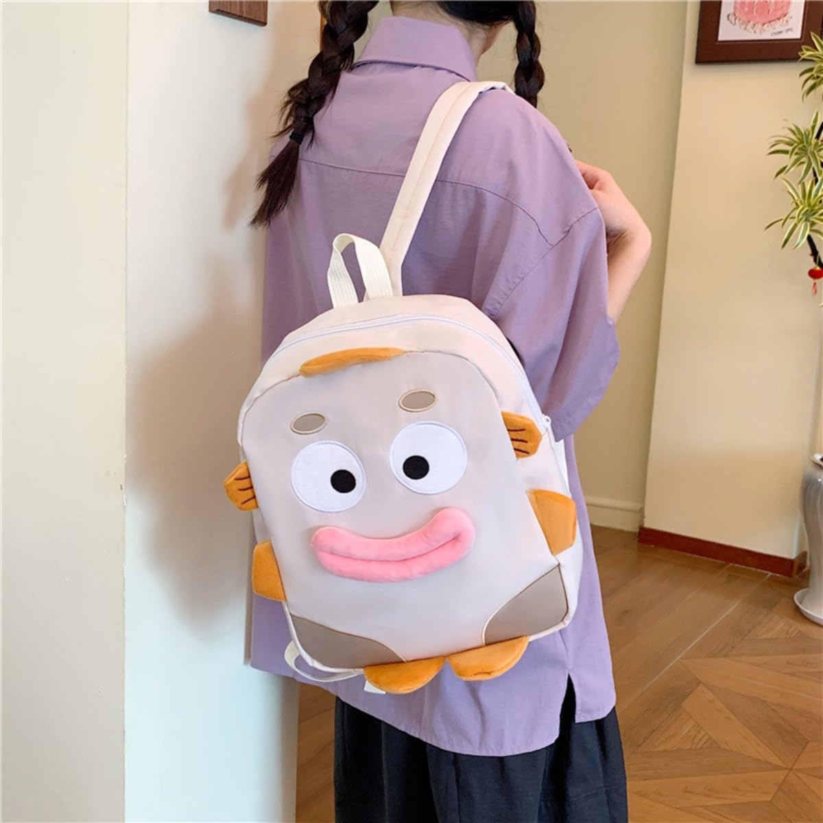 Backpacks Women Adolescent Fashion Clown Fish Big Mouthed Fish Backpack,Cartoon, Ugly Cute,and Funny Backpack Bag. (COLOR4) image 4