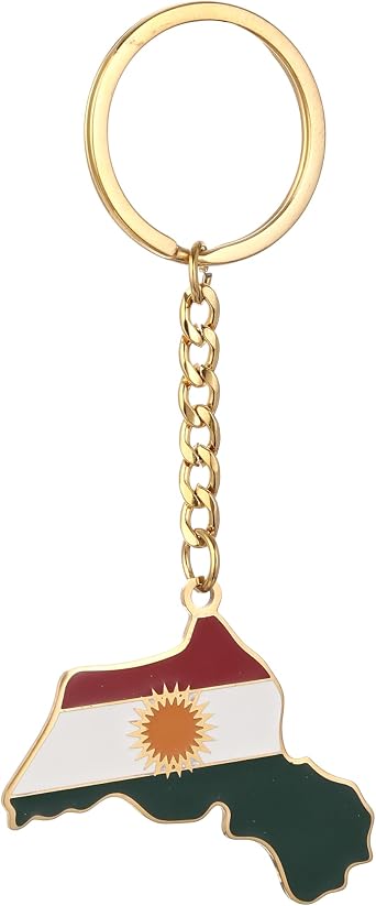 Stainless Steel Kurdistan Keychain Key Ring Silver Color Gold Color Kurdish Jewelry For Women Men