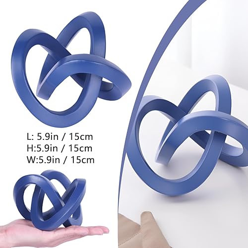 Miniatura 3 de Decoración de nudo azul marino para mesa auxiliar, decoración de eslabones para estantería, mesa de entrada, soporte de TV, escultura de nudo para